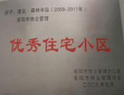 2008年12月12日，洛陽森林半島被評為"洛陽市物業(yè)管理示范住宅小區(qū)"稱號。